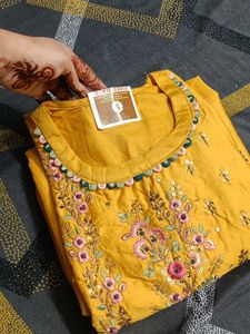 Yellow Embroidered Kurta Set with Dupatta
