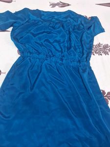 Chic Teal Blue Zipper Dress