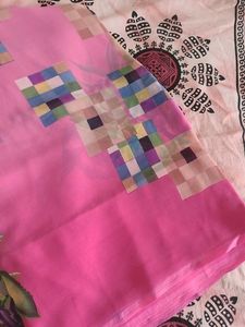Beautiful Pink &amp; Grey Floral Saree