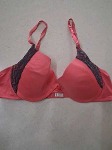36C Coral Lace Trim Bra