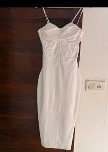 Chic White Corset Midi Dress