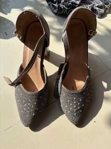 Sparkling Grey Embellished Heels