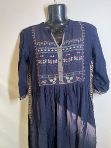 Elegant Embroidered Navy Blue Kurti