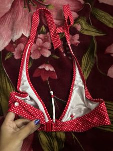 Red Polka Dot Bikini Top