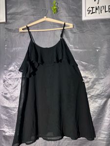 Chic Black Ruffle Mini Dress