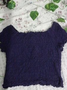 Smocked Off-Shoulder Cropped Top