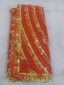 Elegant Red Dupatta with Gold Tassels