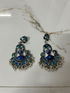 Beautiful Blue & Green Peacock Earrings