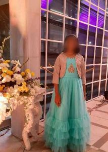 Stunning Blue Tulle Gown with Embellished Jacket