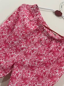 Red &amp; White Printed Button-Up Top