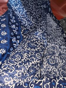 Blue &amp; White Patterned Ethnic Skirt