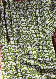Green &amp; White Print Kurta