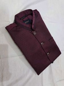 Men's Maroon Ethnic Waistcoat Set