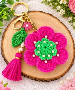 Handmade Crochet Flower Keychain