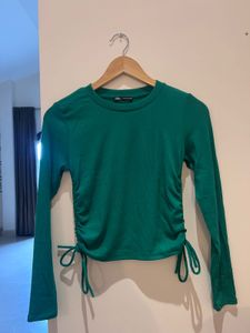 Zara Ribbed Green Top