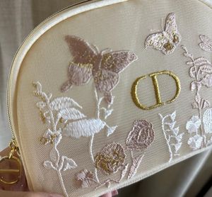 Dior Butterfly Embroidered Mesh Pouch