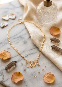 New Gold Tone "LOVE" Pendant Necklace