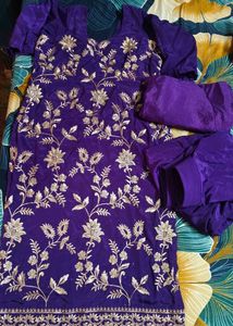 Elegant Purple Embroidered suit Set