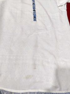 Elegant White &amp; Blue Kurta Top