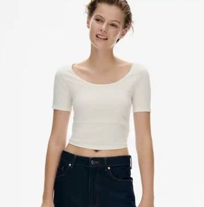 White Cropped Ribbed Top