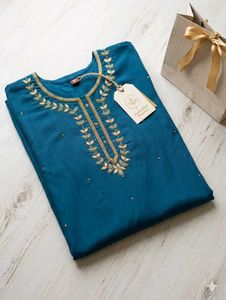 Elegant Teal Embroidered 3piece Kurta set