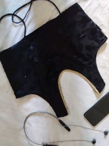 becklass Elegant Black Blouse with Gold lace