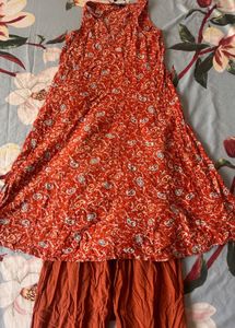 Rust Orange Paisley Printed Kurta Set
