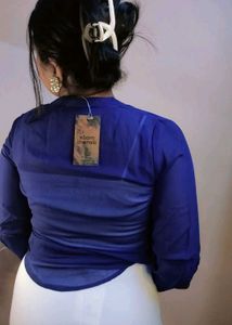 Stylish Blue Sheer Shrug