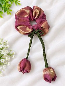 Unique Floral Scrunchie with Tassels