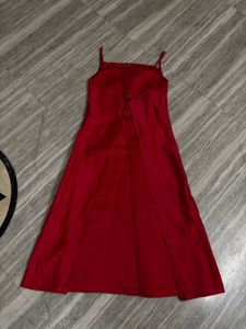 Elegant Red Spaghetti Strap Dress