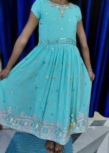 Teal Embroidered Ethnic frock