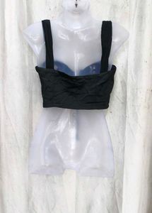 2168. Black Corset Lace-Up Crop Top