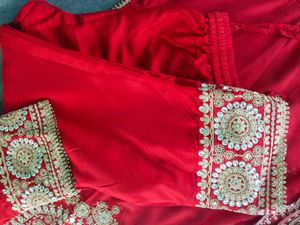 Red Embroidered Kurta Set with Dupatta