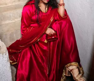 Vibrant Red Lehenga Choli with Golden Border