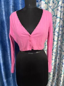 Asos Pink Cropped Cardigan Top