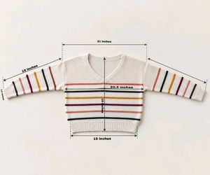 IVORY MULTI-STRIPE V-NECK KNIT SWEATER