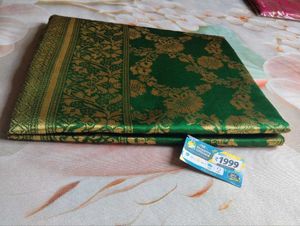 Elegant Green Silk Saree with Gold Weave
