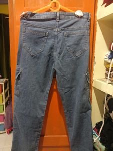 women's Blue Cargo Jeans