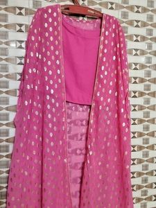 Pink Palazzo Set with Shrug