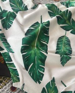 Tropical Leaf Print Cropped T-Shirt