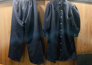 Navy Blue Textured Lounge Set
