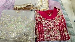 Elegant Red Sharara Suit Set