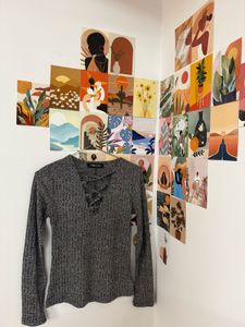 Grey Lace-Up Ribbed Long Sleeve Top