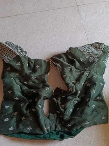 Elegant Dark Green Saree with White Border