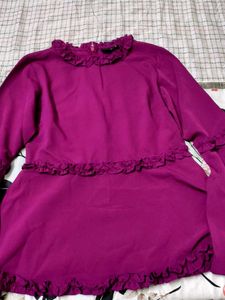 Ruffled Bell Sleeve Magenta Top