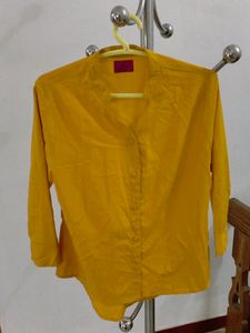 Casual Yellow Shirt For Girls With 3/4th Sleeves