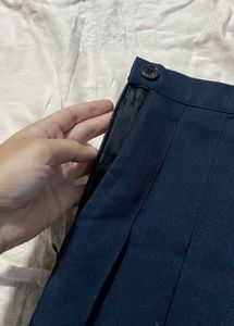 Navy Pleated Skirt