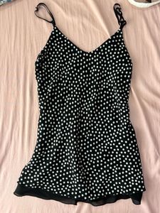 Black &amp; White Polka Dot Cami Top