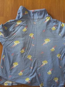 Cute Blue Ice Cream Print Pajama Top