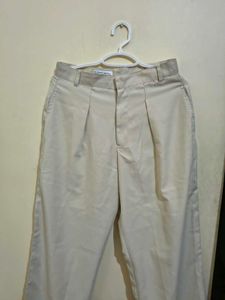 new Cream Wide-Leg Pleated Pants
